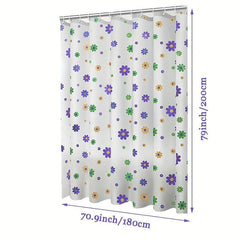 Purple Flower Shower Curtain PEVA Fabric Colorful Wildflower Shower Curtains