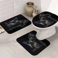 4pcs Cat Shower Curtain Set with Non-Slip Bathroom Rug