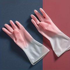 1pc Gradient Dishwashing Gloves Waterproof Rubber Gloves Household