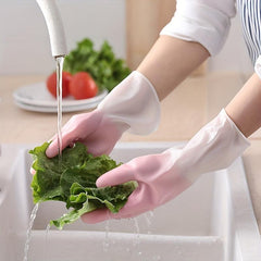 1pc Gradient Dishwashing Gloves Waterproof Rubber Gloves Household