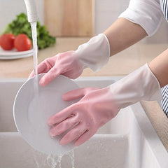 1pc Gradient Dishwashing Gloves Waterproof Rubber Gloves Household