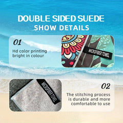 2pcs Microfiber Beach Towel Quick Dry Soft Absorbent Printed Beach Towel