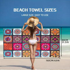2pcs Microfiber Beach Towel Quick Dry Soft Absorbent Printed Beach Towel