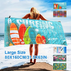 2pcs Microfiber Beach Towel Quick Dry Soft Absorbent Printed Beach Towel