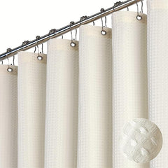 Waterproof Waffle Shower Curtain with Rust-Resistant Grommets