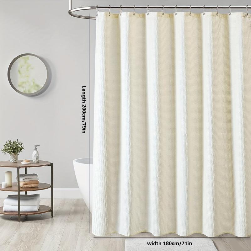 Waterproof Waffle Shower Curtain with Rust-Resistant Grommets