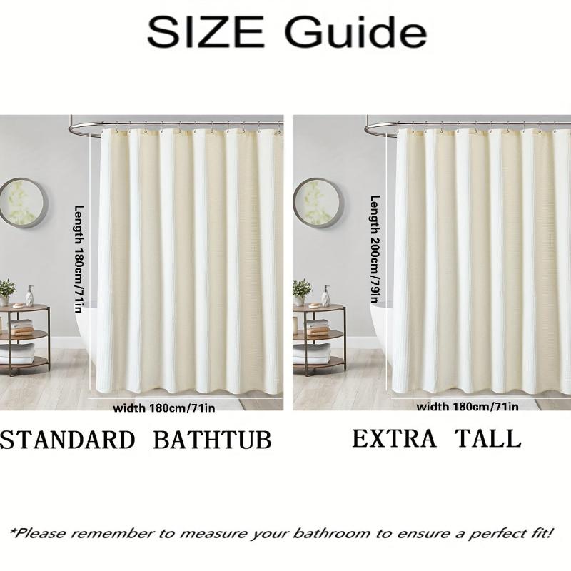 Waterproof Waffle Shower Curtain with Rust-Resistant Grommets