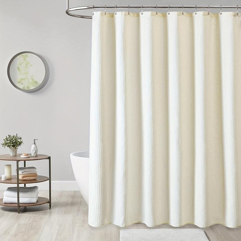 Waterproof Waffle Shower Curtain with Rust-Resistant Grommets