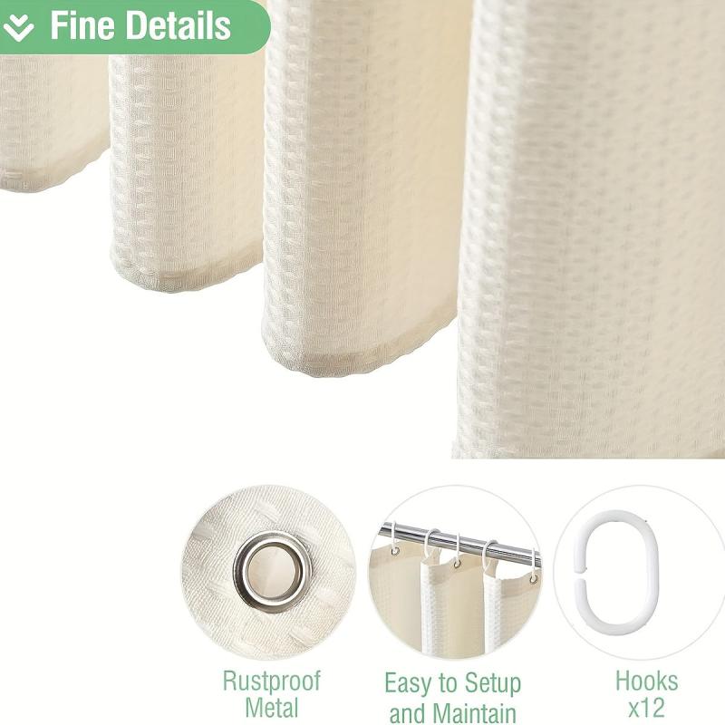 Waterproof Waffle Shower Curtain with Rust-Resistant Grommets