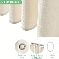 Waterproof Waffle Shower Curtain with Rust-Resistant Grommets