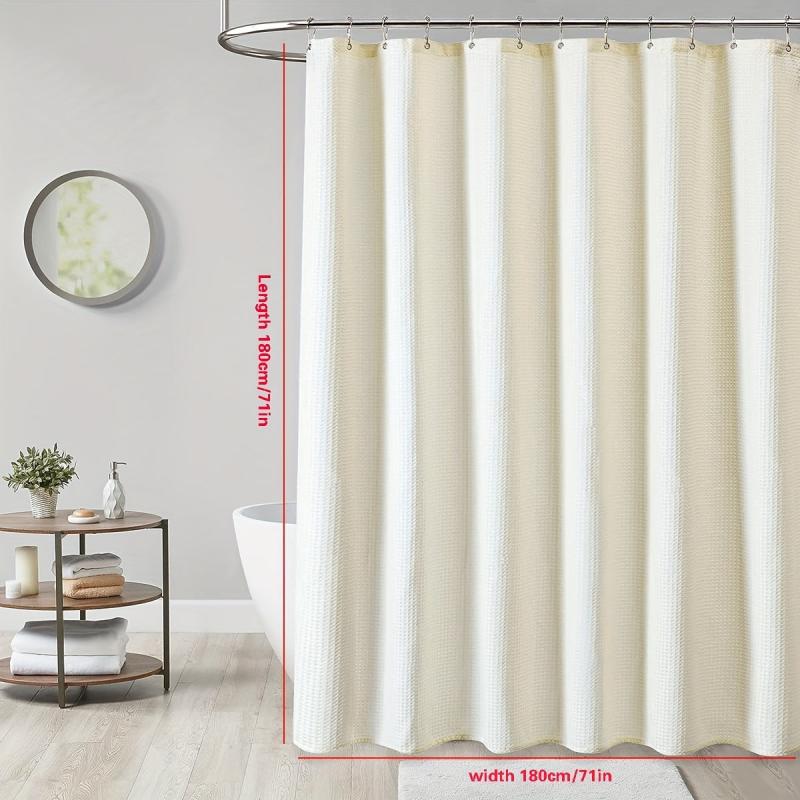 Waterproof Waffle Shower Curtain with Rust-Resistant Grommets