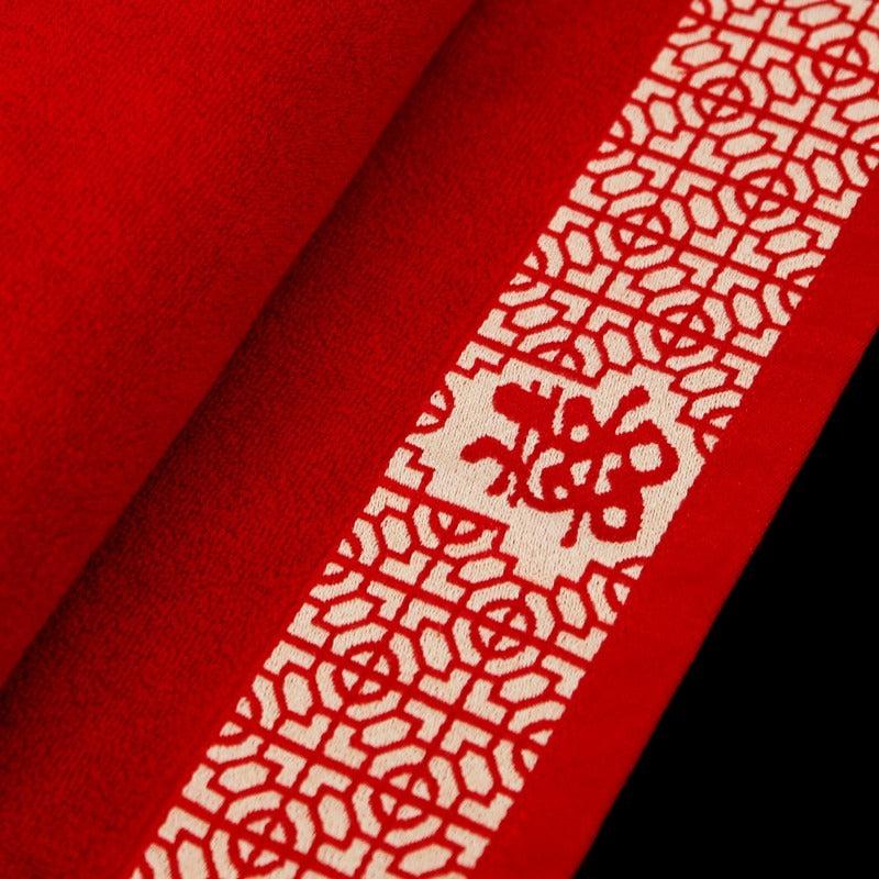 Red Embroidered Hand Towel Soft Cotton Absorbent Towel