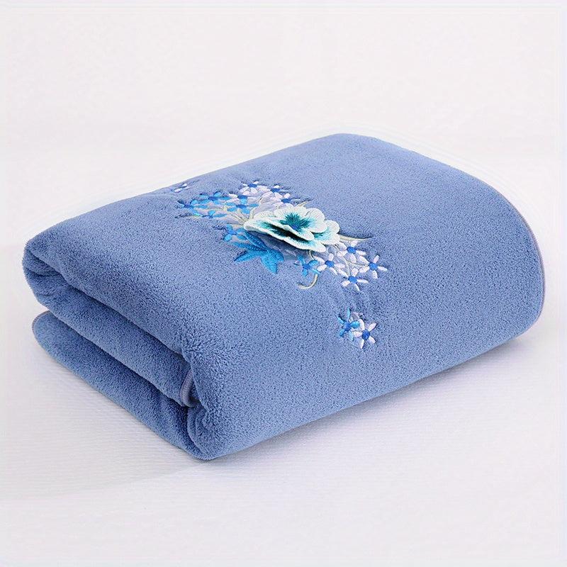 Flower Pattern Bath Towel Coral Fleece Soft Quick Drying Absorbent