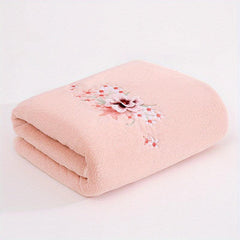Flower Pattern Bath Towel Coral Fleece Soft Quick Drying Absorbent