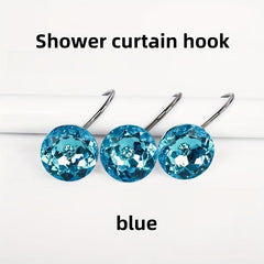 12pcs Rhinestone Acrylic Shower Curtain Hooks, Durable Metal Hooks for Easy Hang