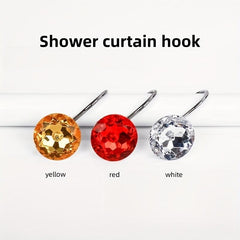 12pcs Rhinestone Acrylic Shower Curtain Hooks, Durable Metal Hooks for Easy Hang
