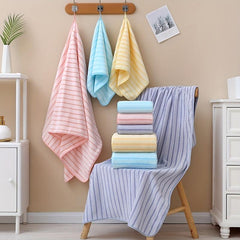 Macaroon Hand and Bath Towel Set, Absorbent and Soft Bathroom Shower Tool