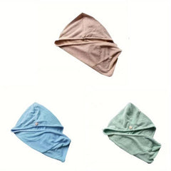 5pcs Hair Towel With Button Soft Hair Drying Cap Coral Fleece Hair Towel