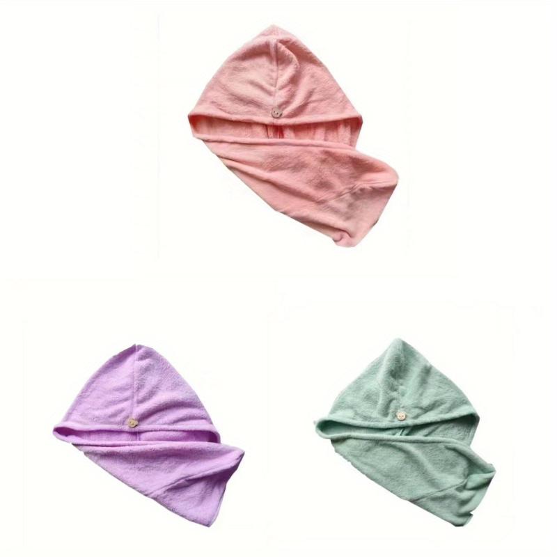 5pcs Hair Towel With Button Soft Hair Drying Cap Coral Fleece Hair Towel