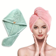 5pcs Hair Towel With Button Soft Hair Drying Cap Coral Fleece Hair Towel