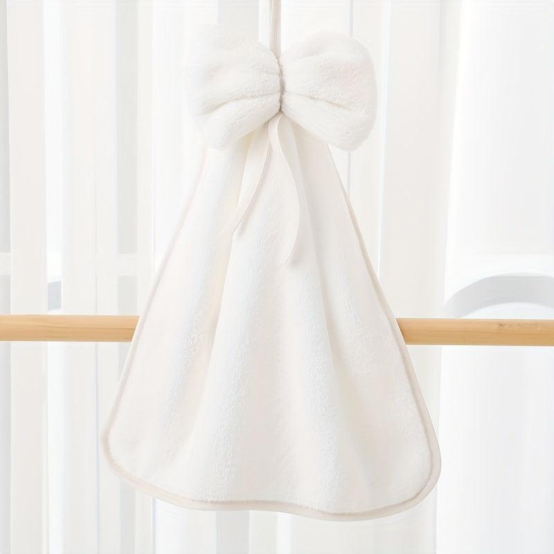 Bowknot Hanging Towel Coral Fleece Quick Drying Soft Towel