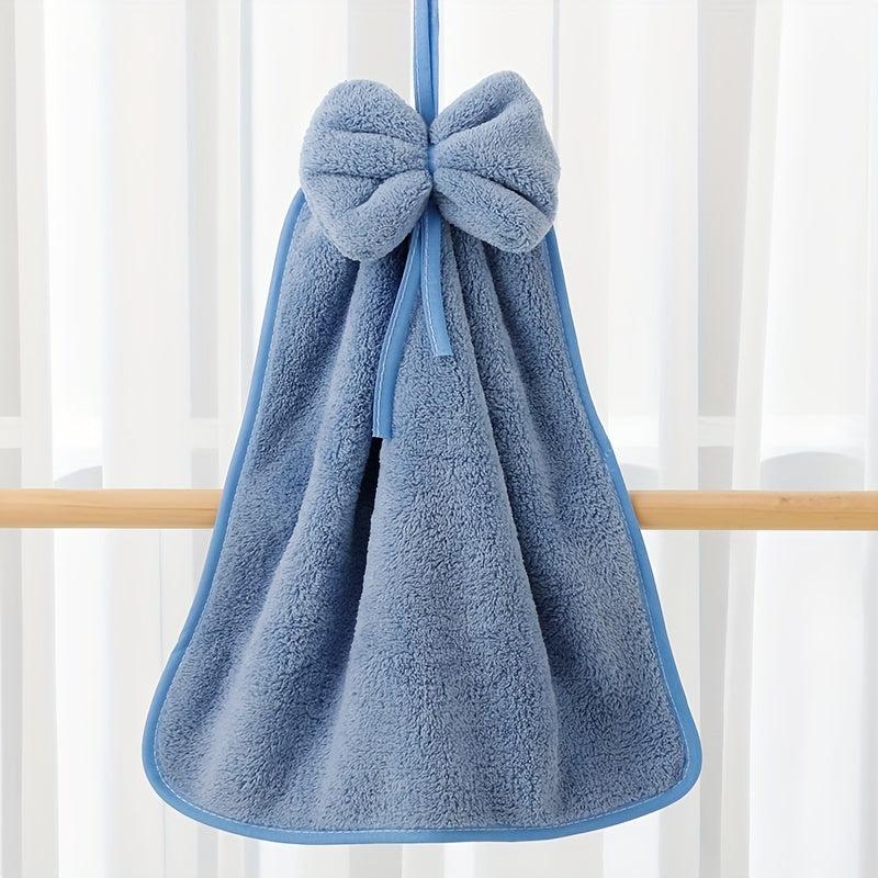 Bowknot Hanging Towel Coral Fleece Quick Drying Soft Towel