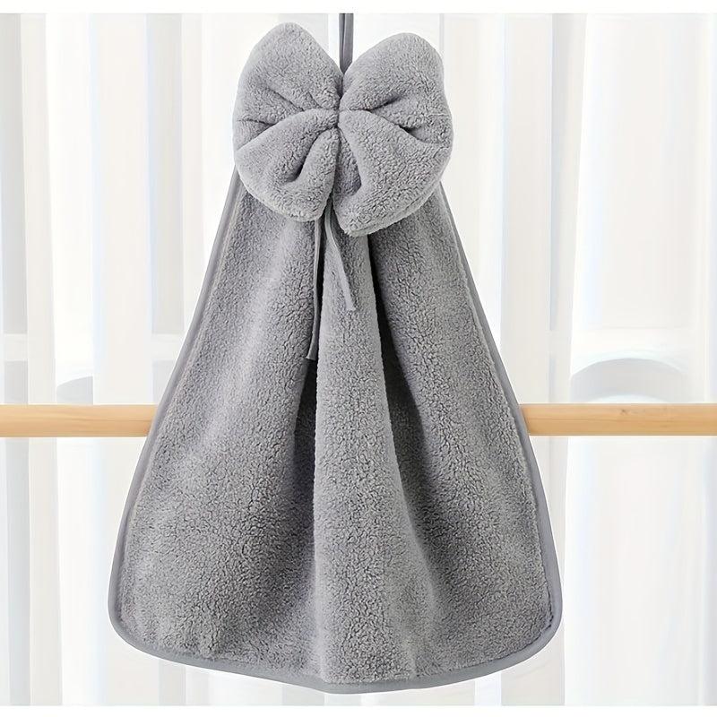 Bowknot Hanging Towel Coral Fleece Quick Drying Soft Towel