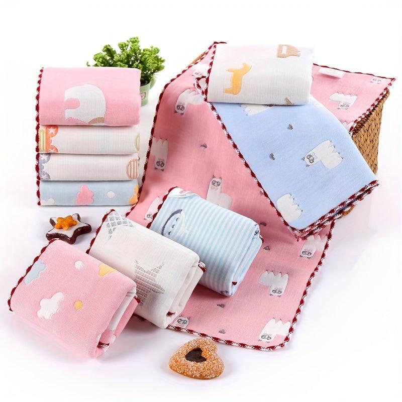 3pcs Animal Washcloth for Kids Babies Soft Cotton Towel Checkered Pattern