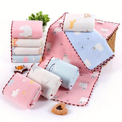 3pcs Animal Washcloth for Kids Babies Soft Cotton Towel Checkered Pattern
