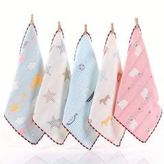 3pcs Animal Washcloth for Kids Babies Soft Cotton Towel Checkered Pattern