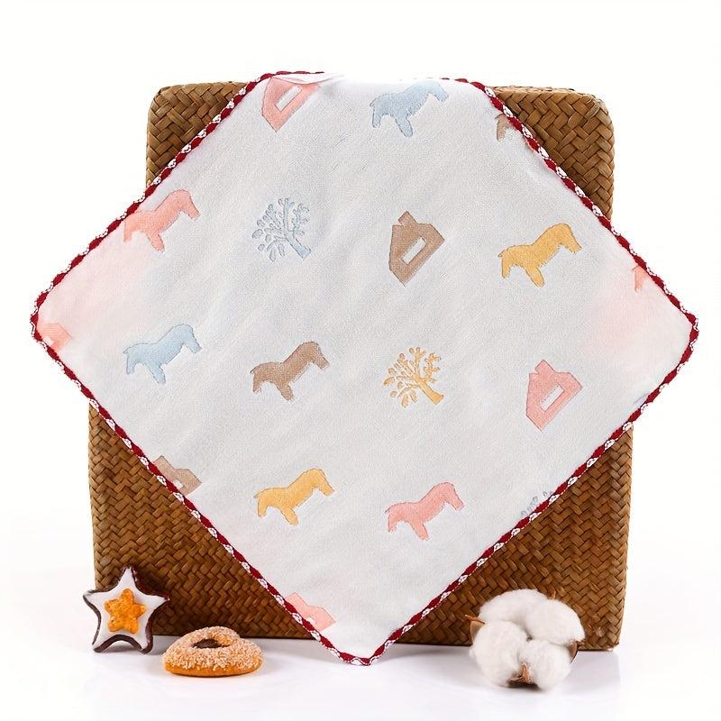 3pcs Animal Washcloth for Kids Babies Soft Cotton Towel Checkered Pattern