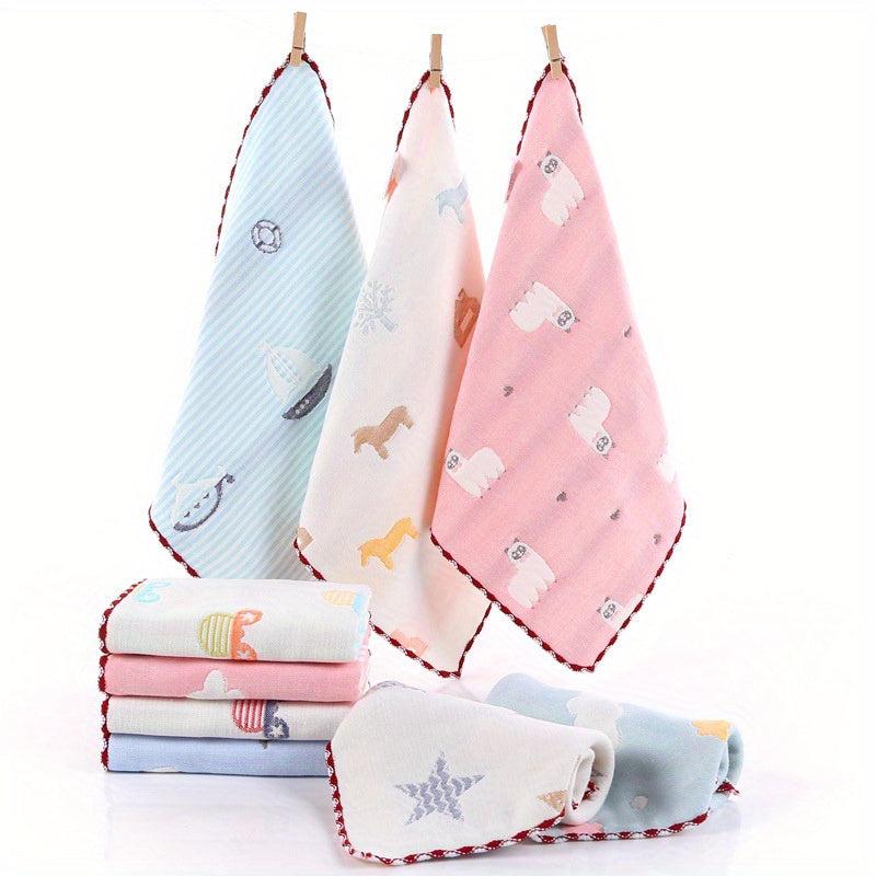3pcs Animal Washcloth for Kids Babies Soft Cotton Towel Checkered Pattern