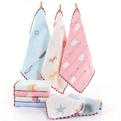 3pcs Animal Washcloth for Kids Babies Soft Cotton Towel Checkered Pattern