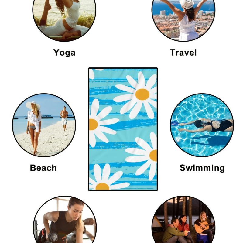 Flowers Sandproof Beach Towels Fast Dry Beach Blanket