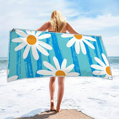 Flowers Sandproof Beach Towels Fast Dry Beach Blanket