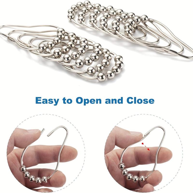 12pcs Polished Nickel Shower Curtain Hooks