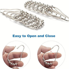 12pcs Polished Nickel Shower Curtain Hooks