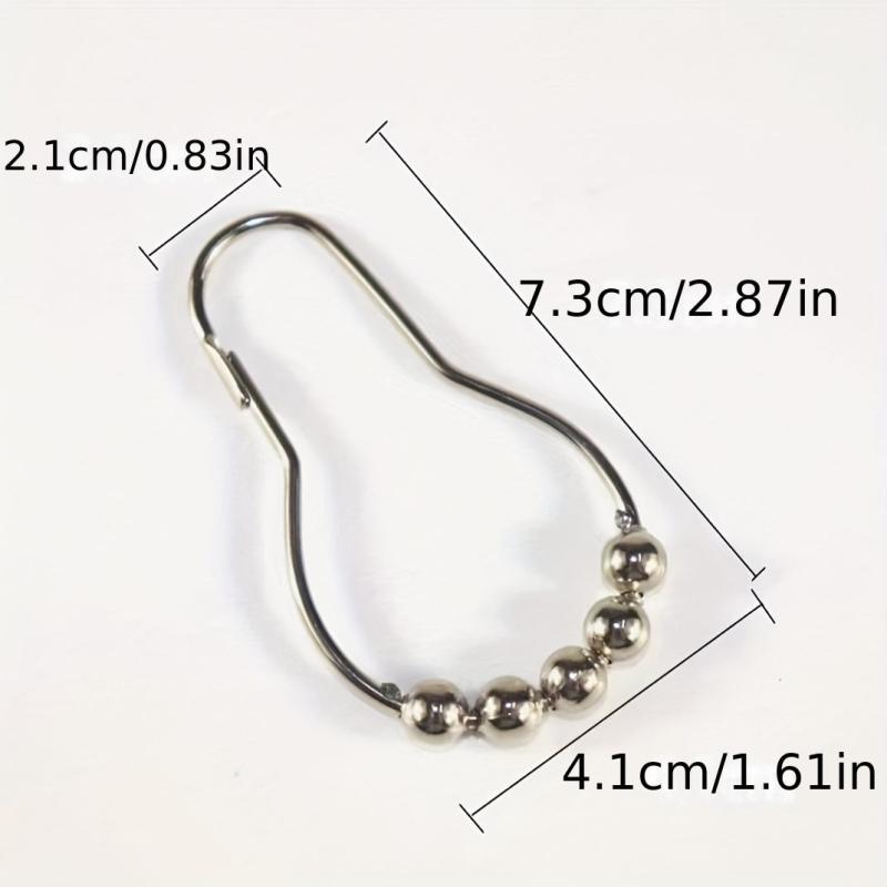 12pcs Polished Nickel Shower Curtain Hooks