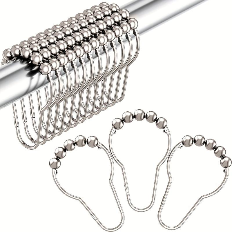 12pcs Polished Nickel Shower Curtain Hooks