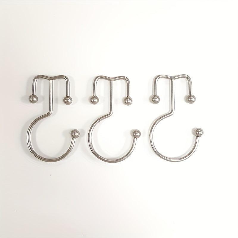 12pcs Double Sided Shower Curtain Hooks Rust Proof Shower Hangers