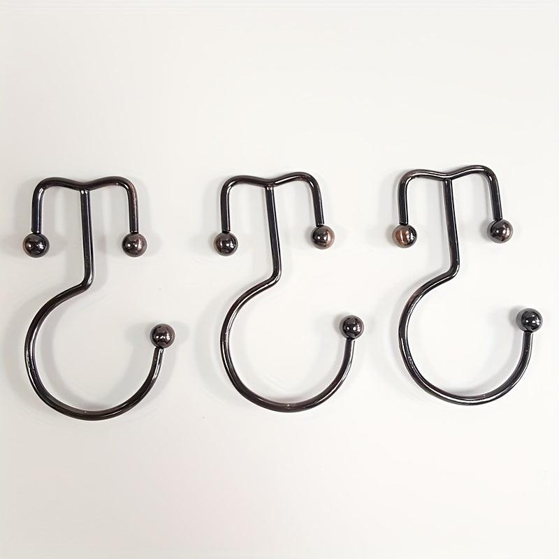 12pcs Double Sided Shower Curtain Hooks Rust Proof Shower Hangers