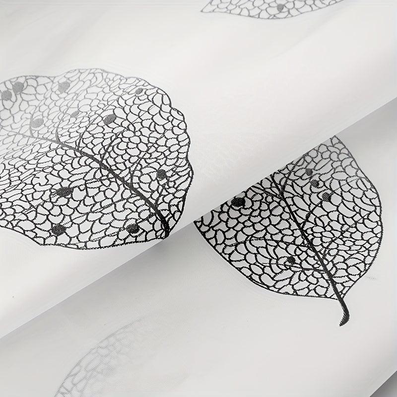 Waterproof Leaf Shower Curtain PEVA Fabric Durable Easy Install Bathroom Decor
