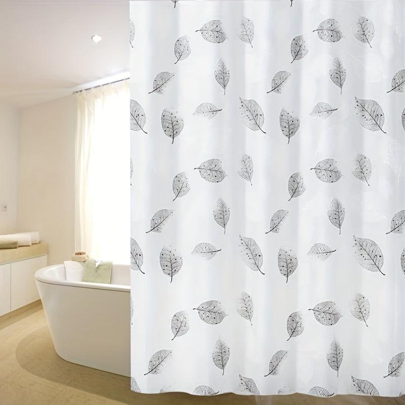 Waterproof Leaf Shower Curtain PEVA Fabric Durable Easy Install Bathroom Decor