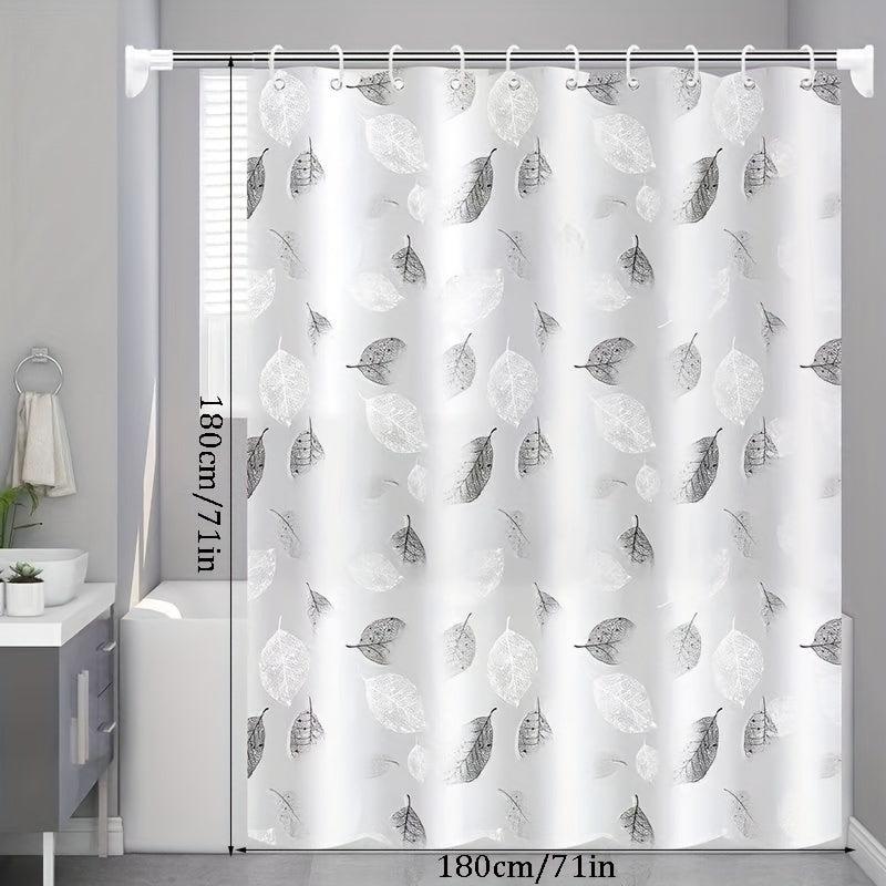 Waterproof Leaf Shower Curtain PEVA Fabric Durable Easy Install Bathroom Decor