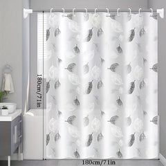Waterproof Leaf Shower Curtain PEVA Fabric Durable Easy Install Bathroom Decor