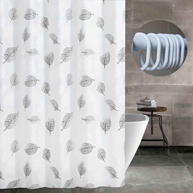 Waterproof Leaf Shower Curtain PEVA Fabric Durable Easy Install Bathroom Decor