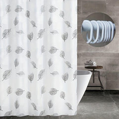 Waterproof Leaf Shower Curtain PEVA Fabric Durable Easy Install Bathroom Decor