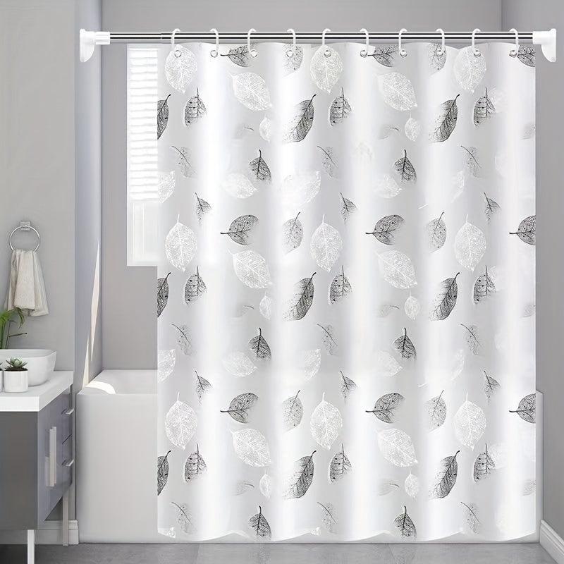 Waterproof Leaf Shower Curtain PEVA Fabric Durable Easy Install Bathroom Decor