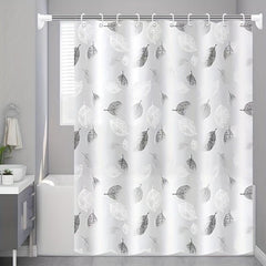 Waterproof Leaf Shower Curtain PEVA Fabric Durable Easy Install Bathroom Decor