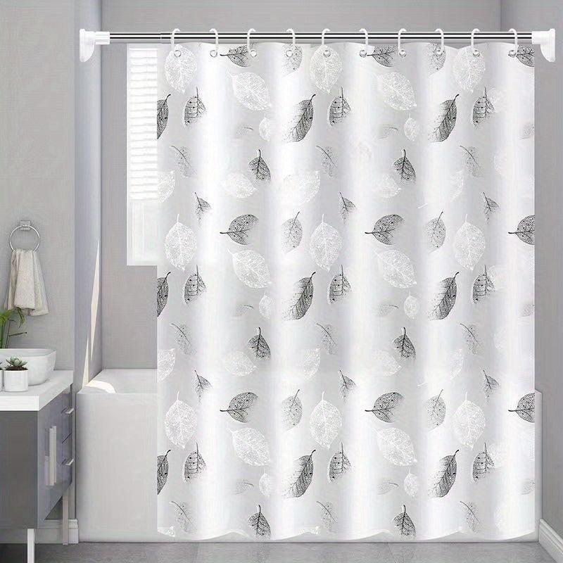 Waterproof Leaf Shower Curtain PEVA Fabric Durable Easy Install Bathroom Decor